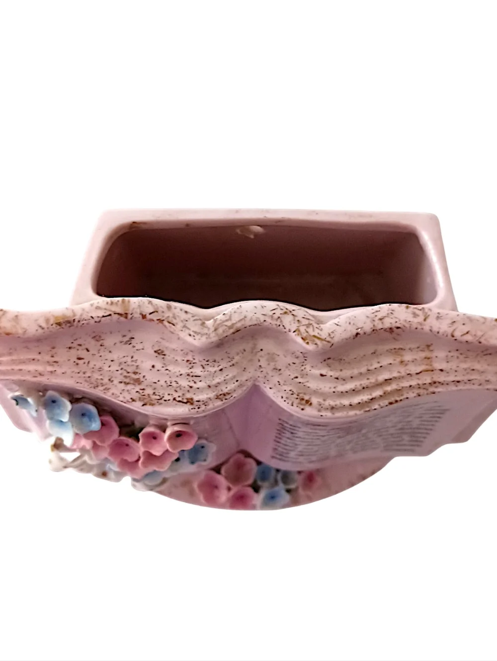 Norcrest Lords Prayer Planter Vase‎ Porcelain Hand Painted Pink Vtg Wall Pocket